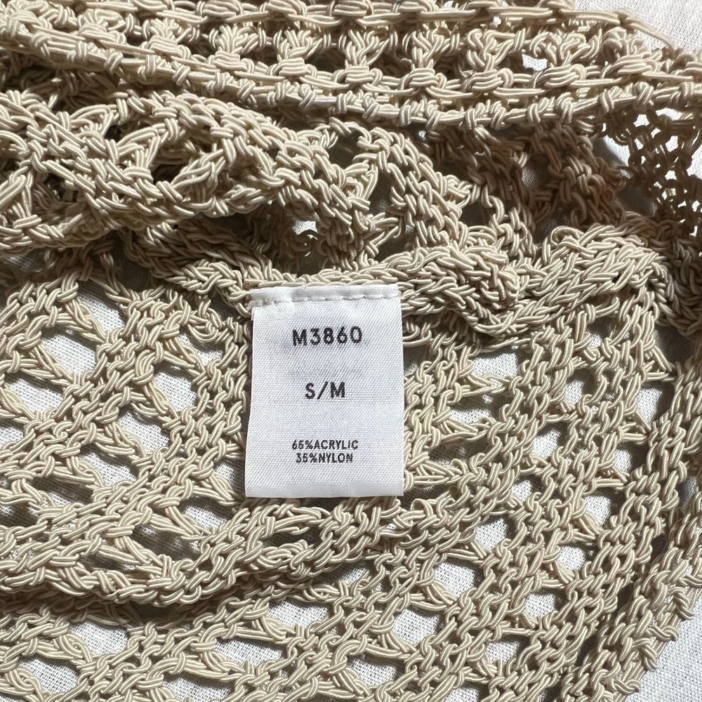 KERISMA Beige Crochet Knit Sleeveless Crop Top Women's S M - Picture 4 of 5